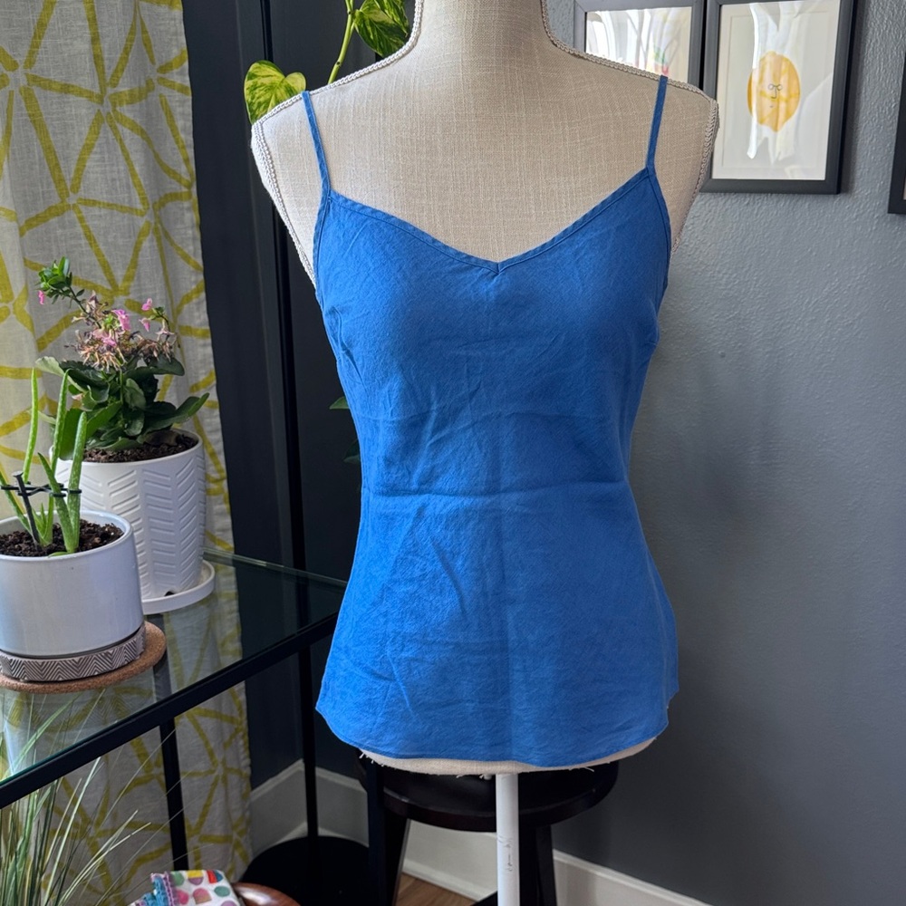 J. Crew Vibrant Blue Linen Camisole Top
